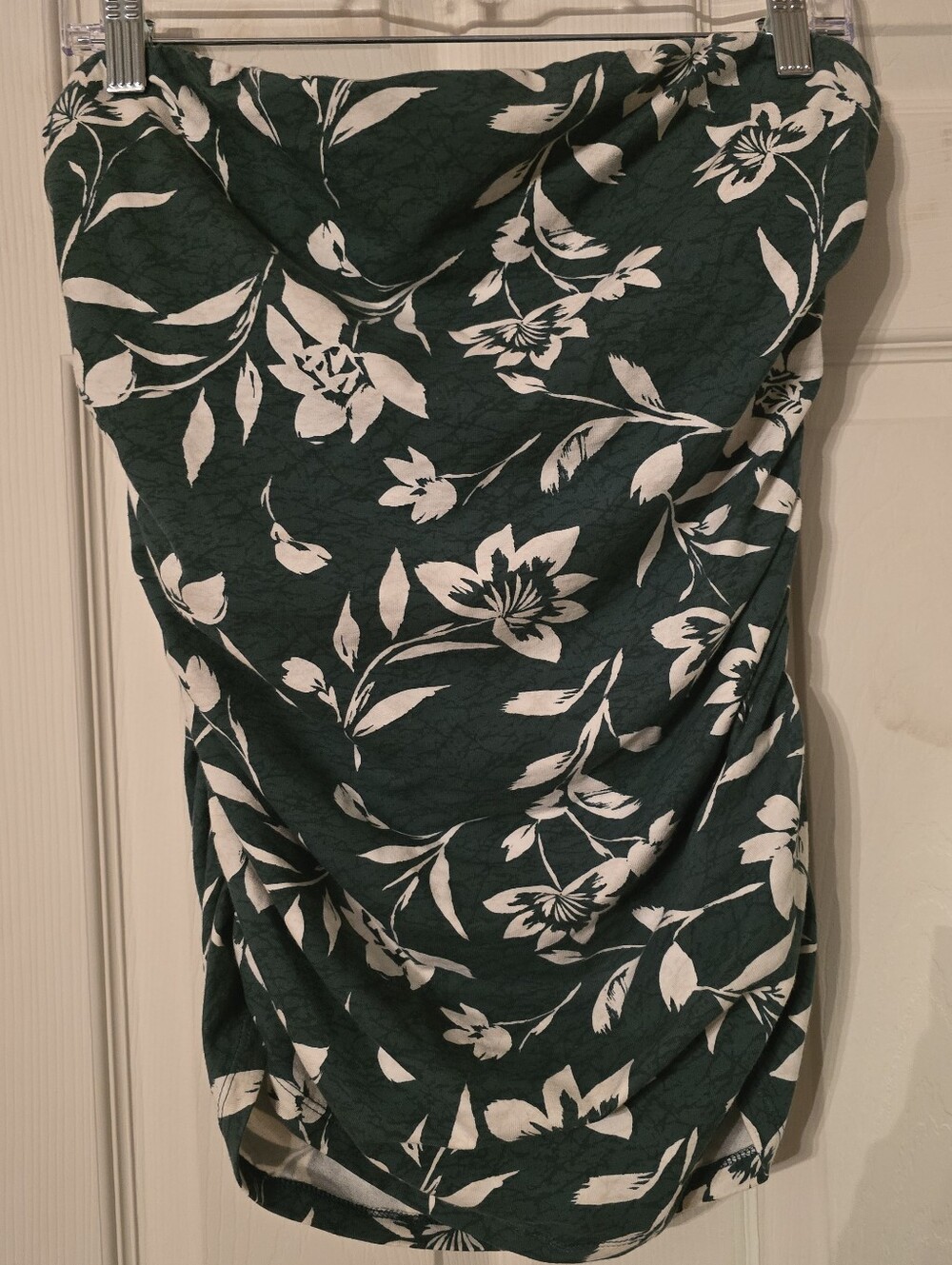 Lane Bryant Green and White Floral Strapless Top